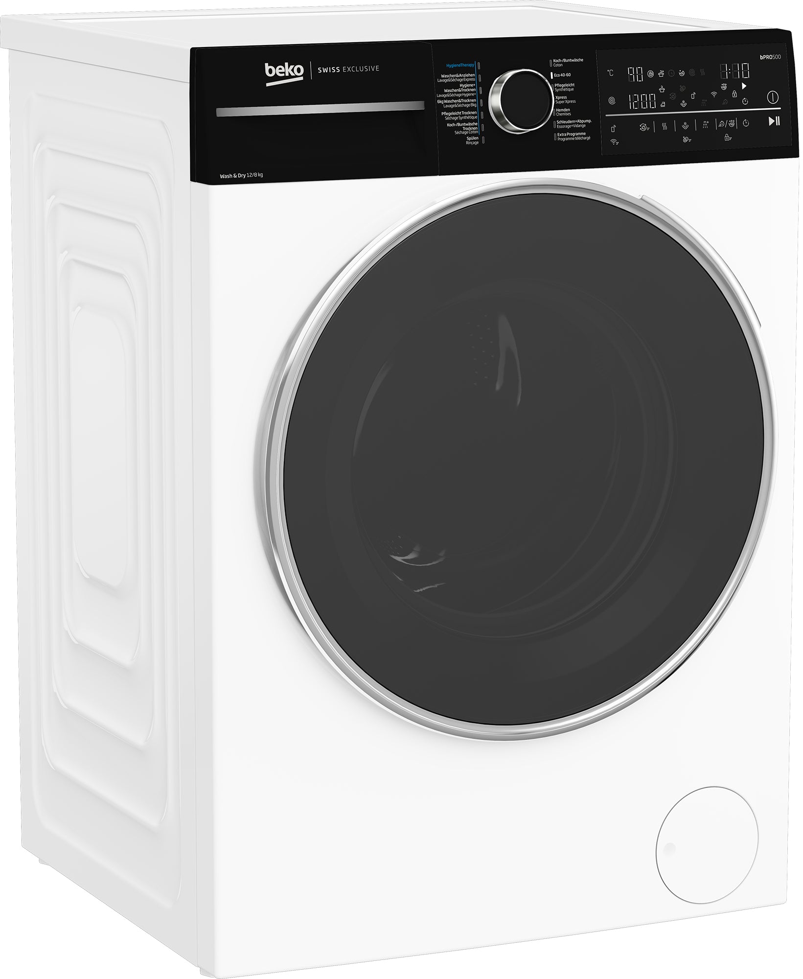 Beko Waschtrockner WT710 – 12 kg Waschen, 8 kg Trocknen, 1'400 U/min, Inverter & SteamCure – weiss/schwarz
