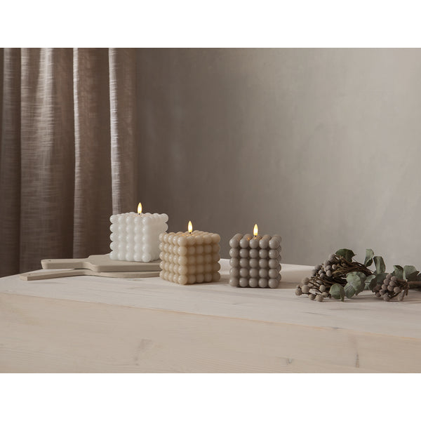 Star Trading LED-Kerze – Ø 10 × 12,5 cm, 0,02 W, Warmweiss, Beige, Timer, Batteriebetrieb