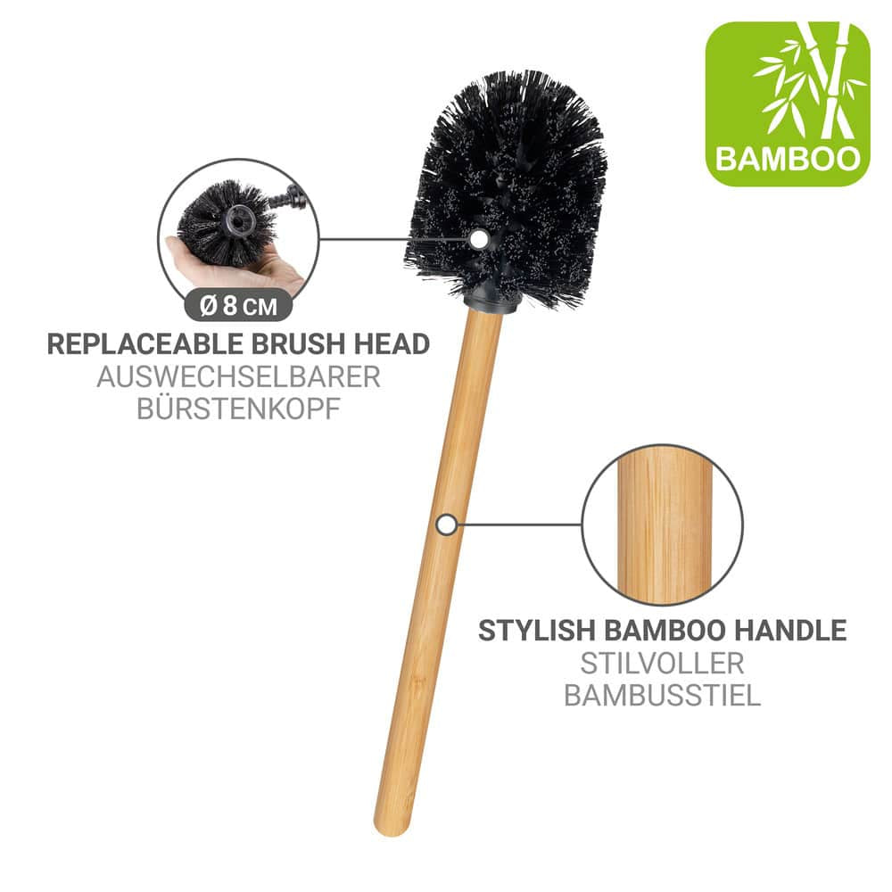 Wenko Rivalta – WC-Bürstenset – Holz, Glas, Braun, bodenstehend, H 70 cm, Ø 8 cm
