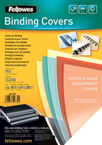 Fellowes PVC-Bindedeckblätter – A4, transparent, 100 Stk.