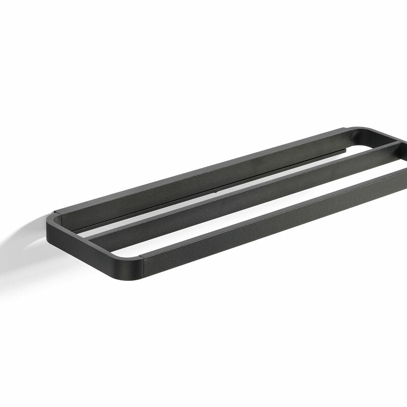 Zone Denmark Handtuchhalter 2-fach Rim – 12,5×44×2,5 cm, Aluminium, zum Schrauben, Schwarz