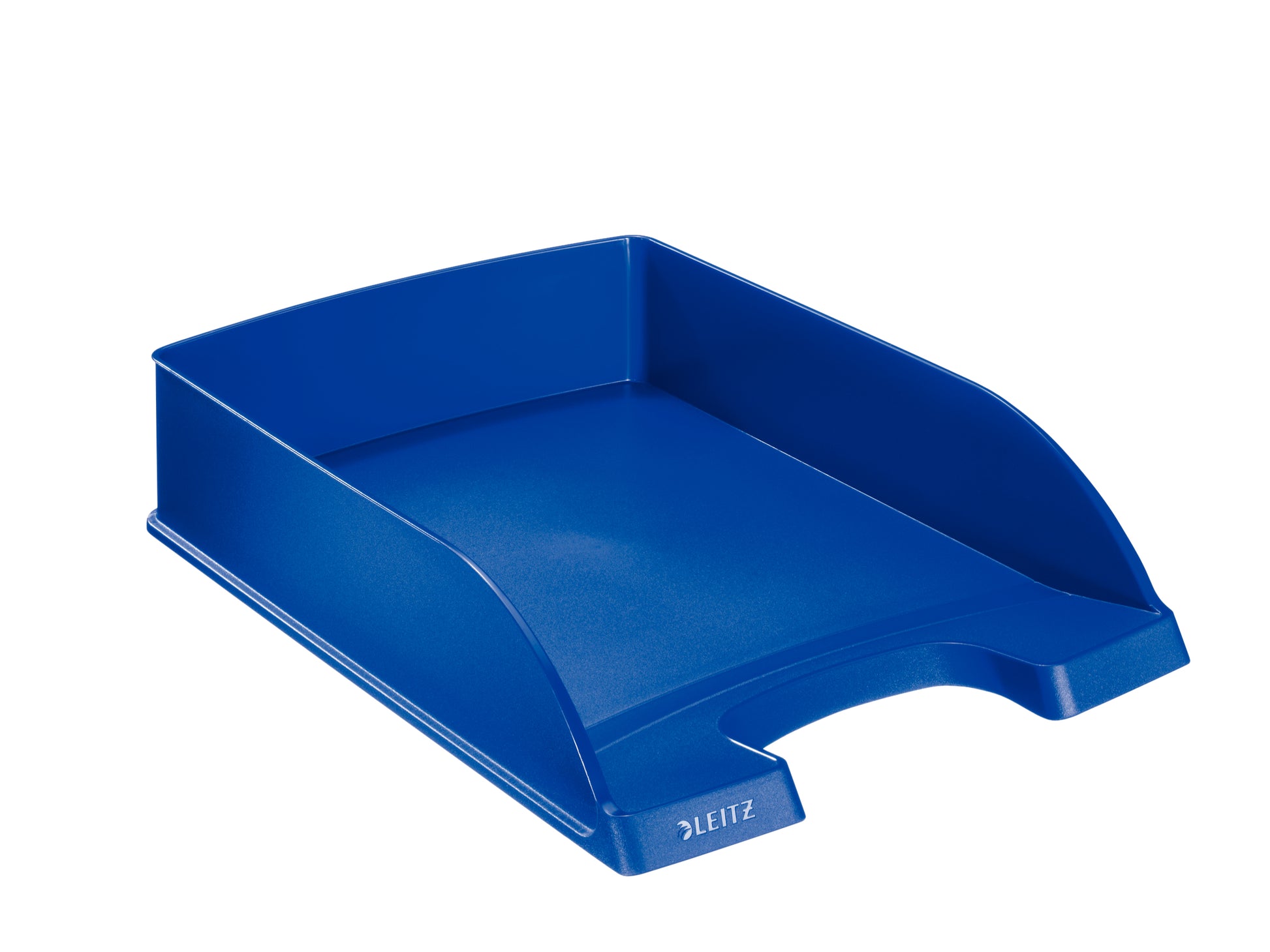 Leitz Stapelbarer Briefkorb mit Griffausschnitt, Beschriftungsfeld, matt, blau, B 255 × H 70 × T 357 mm