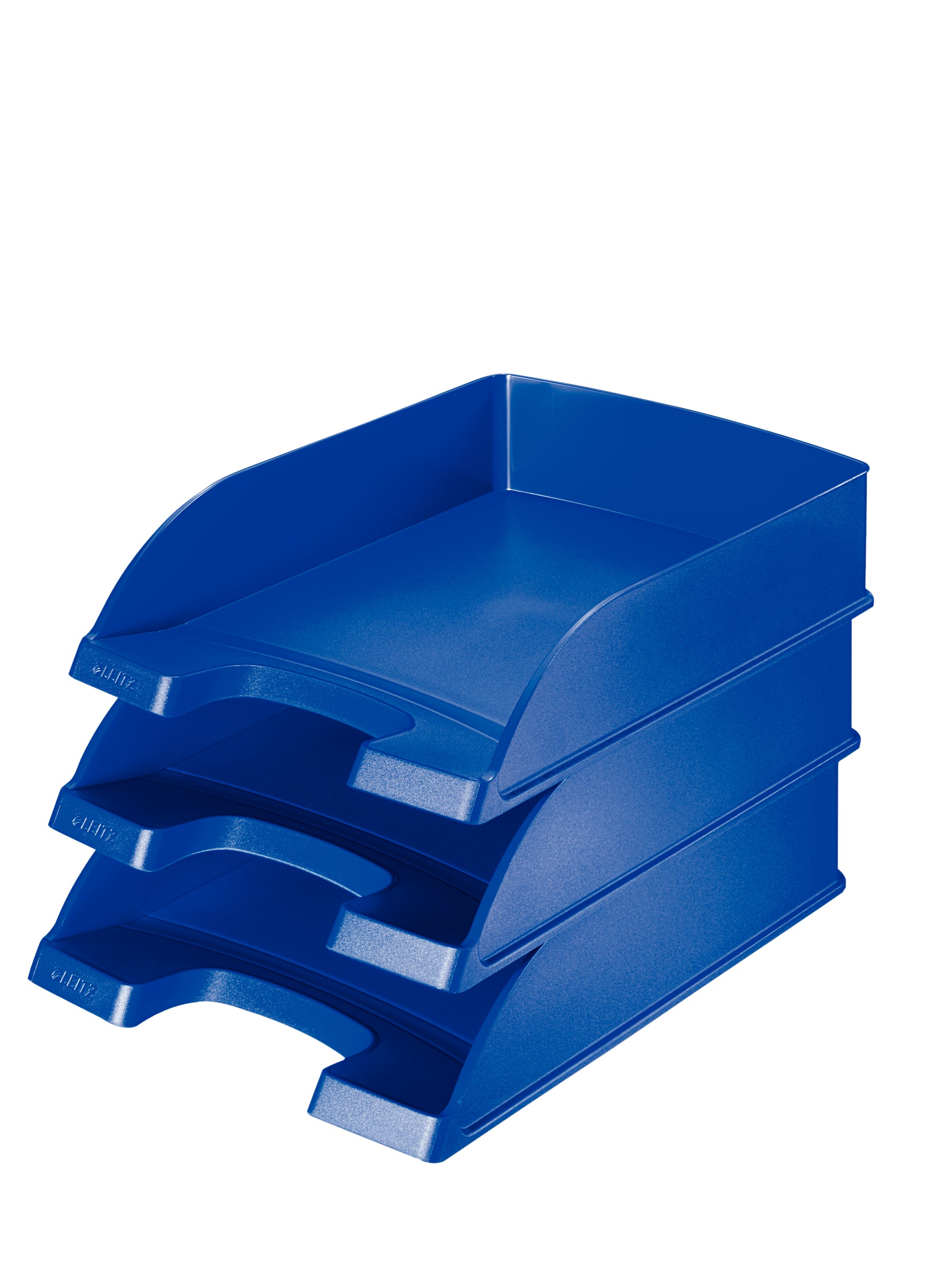 Leitz Stapelbarer Briefkorb mit Griffausschnitt, Beschriftungsfeld, matt, blau, B 255 × H 70 × T 357 mm