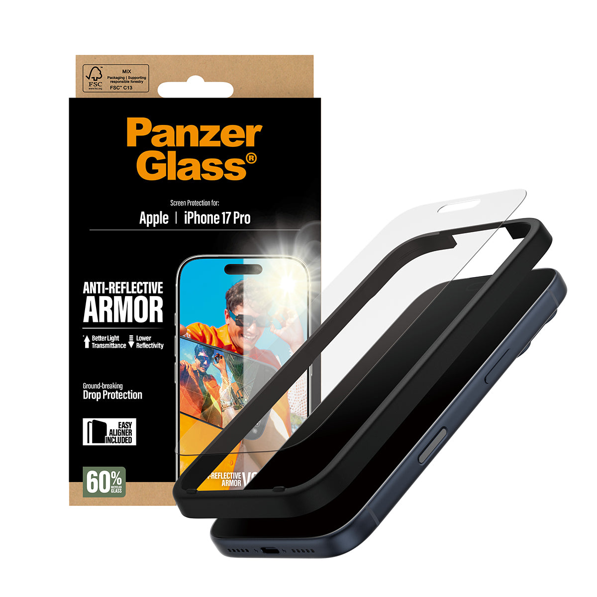 PanzerGlass Anti-Reflektierende Armor – für Apple iPhone 17 Pro – stossfest
