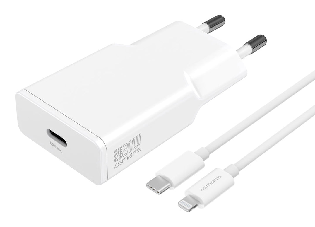 4smarts PDPlug Slim USB-Ladegerät 20 W – USB-C×1 – PD 3.0, PPS, QC 3.0, GaN – EU-Stecker (Typ C)
