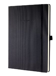 Sigel Notizbuch Conceptum, 213 × 295 mm, liniert, Fadenheftung, 194 Seiten, 80 g/m² – schwarz