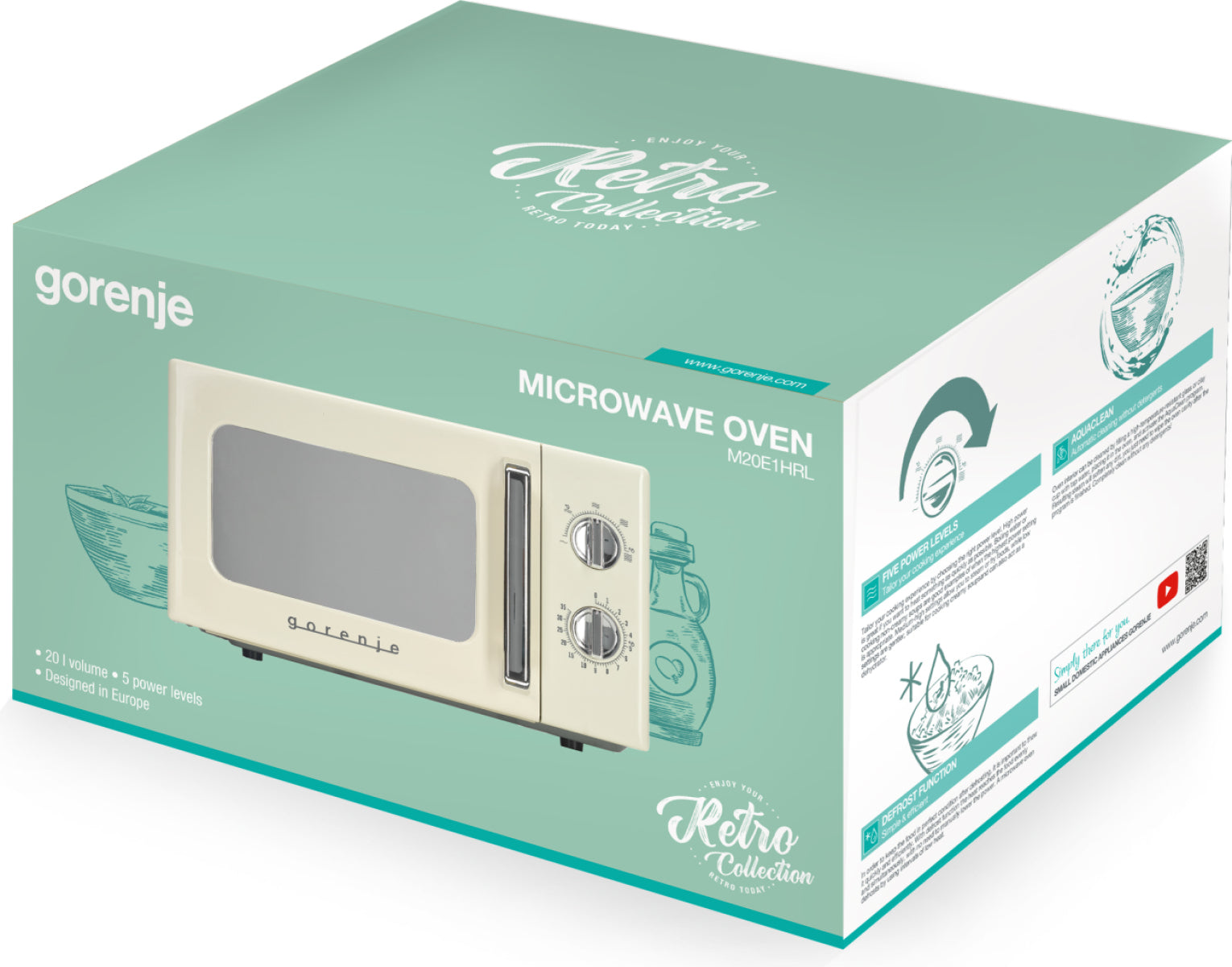 Gorenje Solo-Mikrowelle MO20E1HRL – 20 l, 700 W – beige