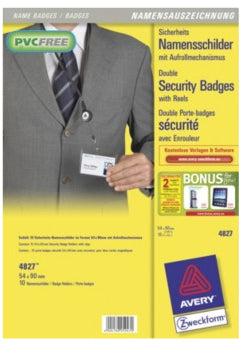Avery Ausweishalter mit Clip – für 2 Ausweise 54 × 90 mm, Querformat – transparent – 10er-Pack