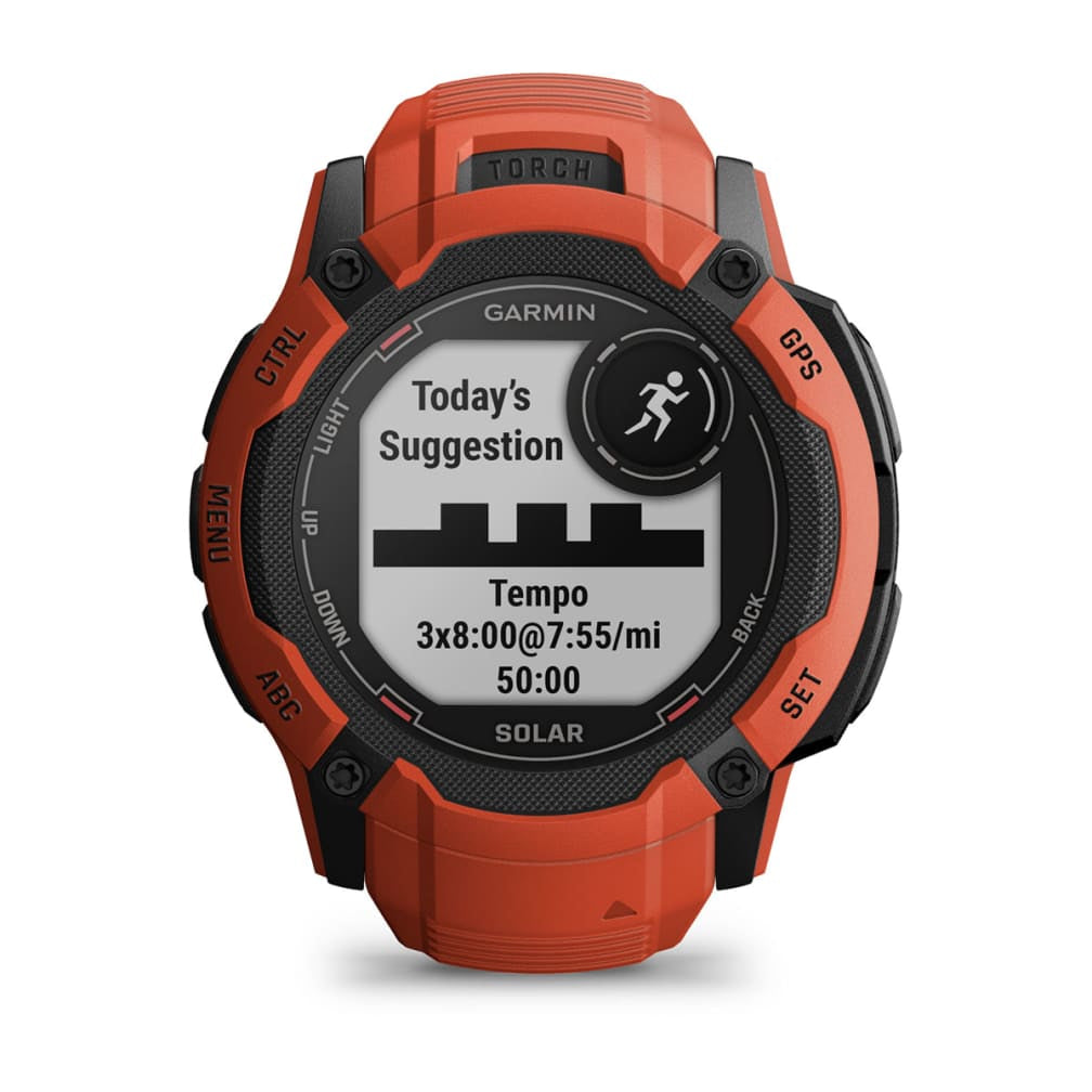 Garmin Instinct 2X Solar – GPS-Smartwatch – 50 mm, 1,1", GPS, MIP, Power Glass, 10 ATM, Rot, Sportarmband