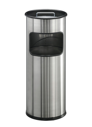 Durable Papierkorb – 17 l – Edelstahl, Metallic Silber – Ø 260 × H 620 mm