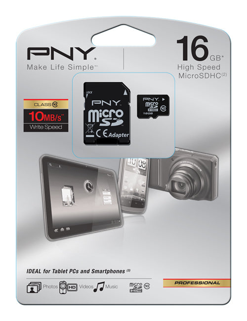 PNY MicroSD 16 GB – Klasse 10, 20 MB/s lesen, 15 MB/s schreiben