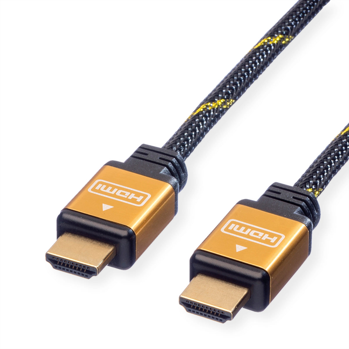 ROLINE HDMI Kabel HDMI High Speed 1080p 60 Hz – 1 m – ARC, Ethernet – Schwarz/Gold