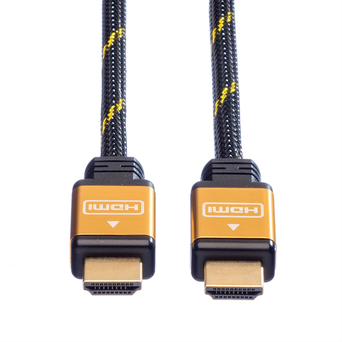 ROLINE HDMI Kabel HDMI High Speed 1080p 60 Hz – 2 m – ARC, Ethernet – Schwarz/Gold