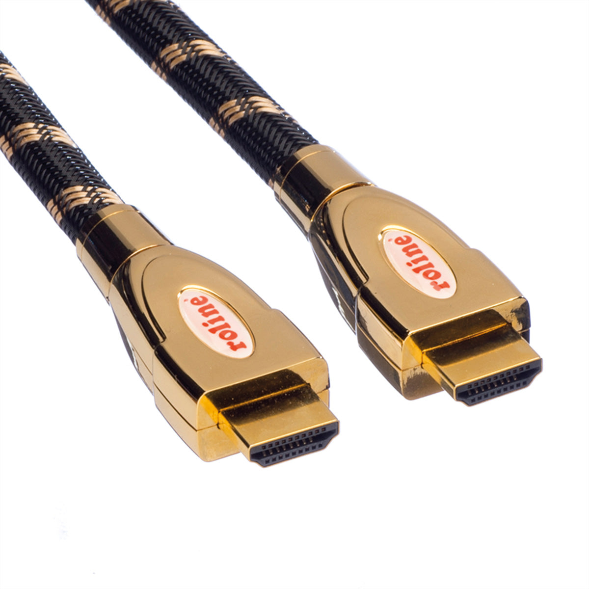 ROLINE HDMI Kabel HDMI 2.0 4K 60 Hz – 3 m – Ethernet, geflochten – Schwarz/Gold