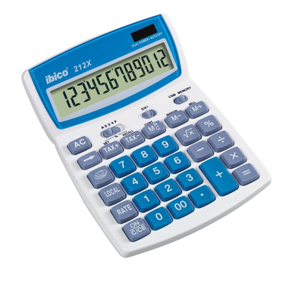 Ibico Tischrechner 212x – 12-stellig, LCD, Steuer/Währung, Solar + Batterie, 140×190×32 mm
