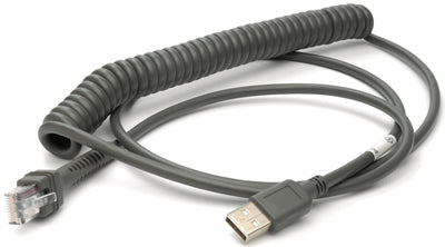 Datalogic USB-Kabel – CAB-524 – USB-A, spiralförmig – Schwarz – 2,4 m