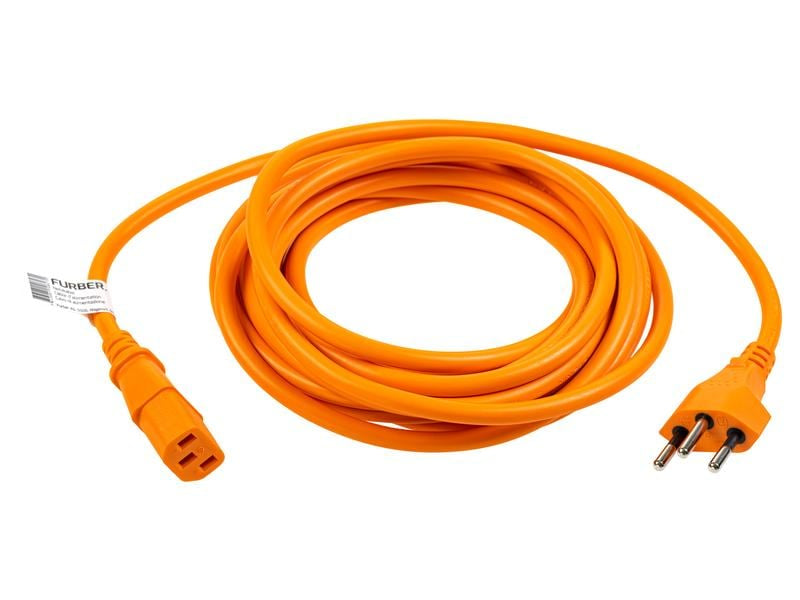 Furber. Furber Netzkabel – T12–IEC C13, 3 m, 230 V/10 A, 3×1 mm², orange