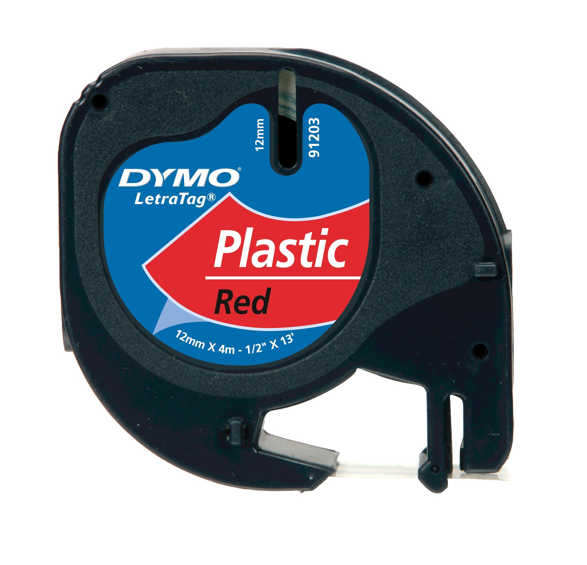DYMO Schriftband – 12 mm × 4 m, rot, schwarz