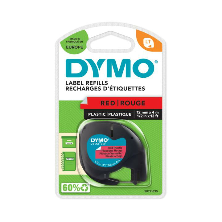 DYMO Schriftband – 12 mm × 4 m, rot, schwarz