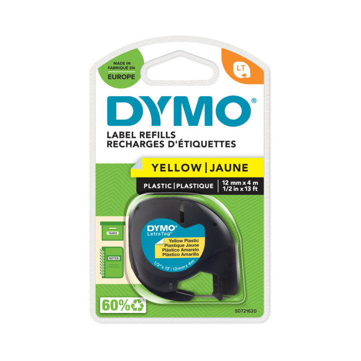 DYMO Schriftband – 12 mm × 4 m, gelb, schwarz