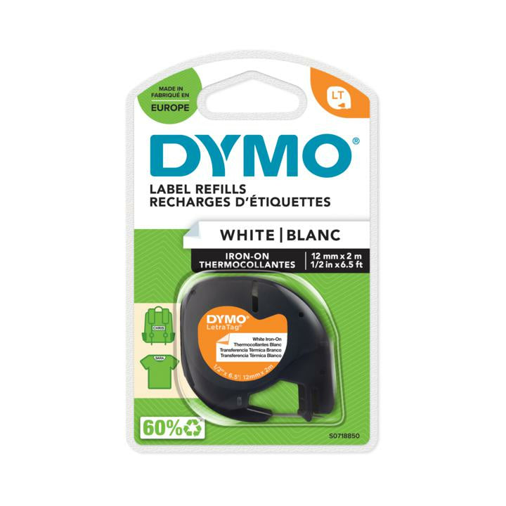 DYMO Textilband – 12 mm × 2 m, weiss, schwarz, LetraTag
