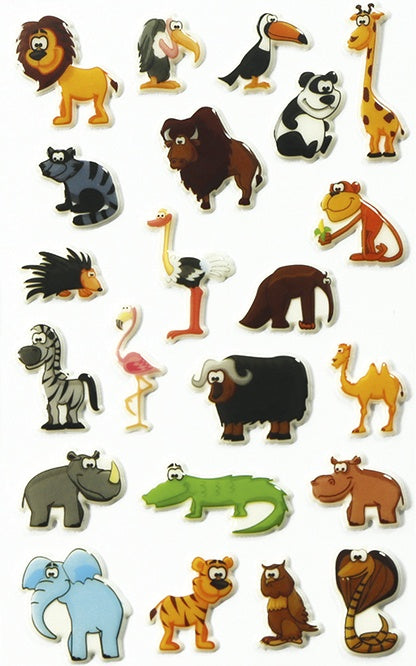 Clairefontaine Sticker – 7,5 × 12 cm, Wildtiere, mehrfarbig – Kunststoff