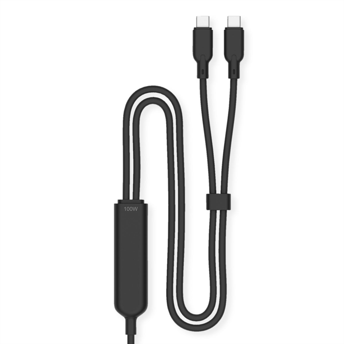 VALUE USB-Kabel – USB-C auf 2× USB-C – USB 2.0 (480 Mbit/s) – 1,8 m – PD 100 W – Geschirmt – Schwarz