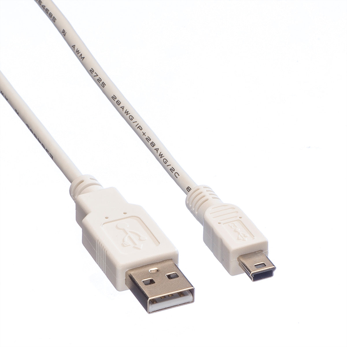 VALUE USB-A auf Mini-USB-B Kabel – USB 2.0 (480 Mbit/s) – 1,8 m – Geschirmt – Weiss
