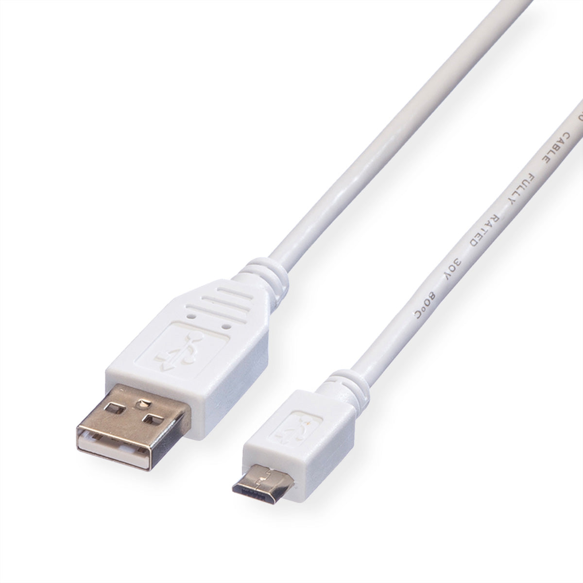 VALUE USB-Kabel – USB-A auf Micro-USB-B Kabel – USB 2.0 (480 Mbit/s) – 1,8 m – Geschirmt – Weiss