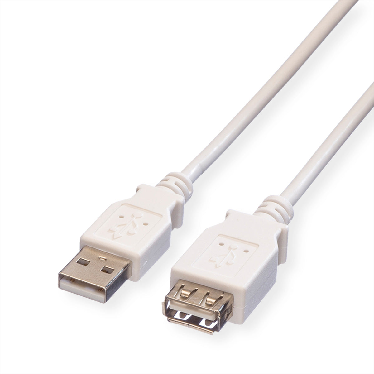 VALUE USB-A Verlängerungskabel (Stecker auf Buchse) – USB 2.0 (480 Mbit/s) – 0,8 m – Geschirmt – Weiss
