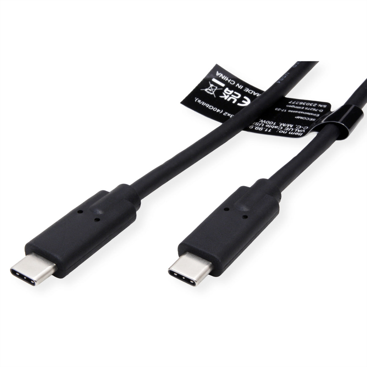 VALUE USB-C auf USB-C Kabel – USB4 40 Gbit/s – 0,5 m – PD 100 W – Schwarz