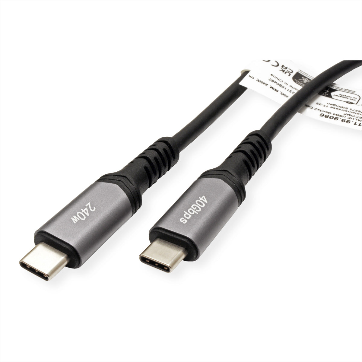 VALUE USB-C auf USB-C Kabel – USB4 40 Gbit/s – 1 m – PD 240 W – Schwarz
