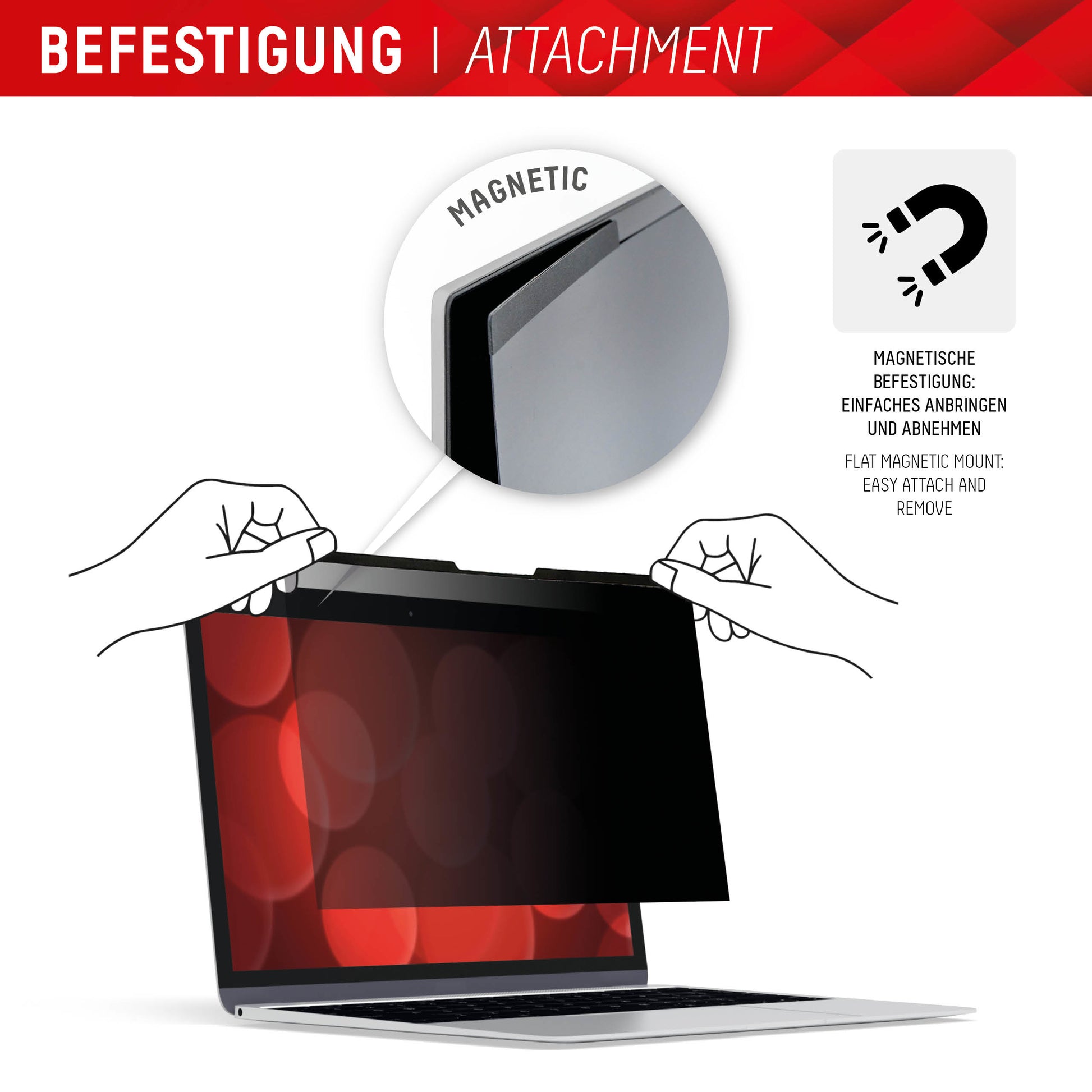 E.V.I. Magnetischer Blickschutzfilter für Apple MacBook Air 15" – 336 × 220 mm, rahmenlos