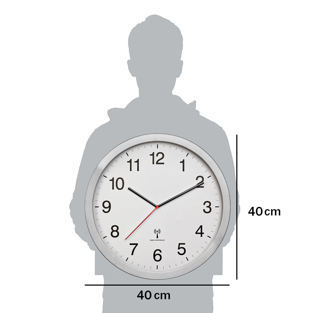 TFA-Dostmann TFA Dostmann Wanduhr – Funk, analog, Ø 40 cm, Silber, Metall/Glas