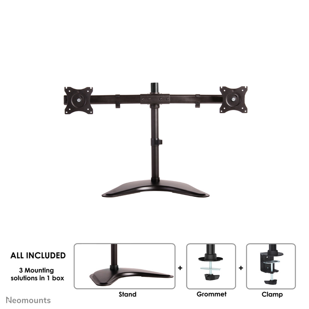 Neomounts Tischhalterung, Dual, bis 27", VESA 75 × 75/100 × 100 mm, 8 kg, höhenverstellbar, schwarz