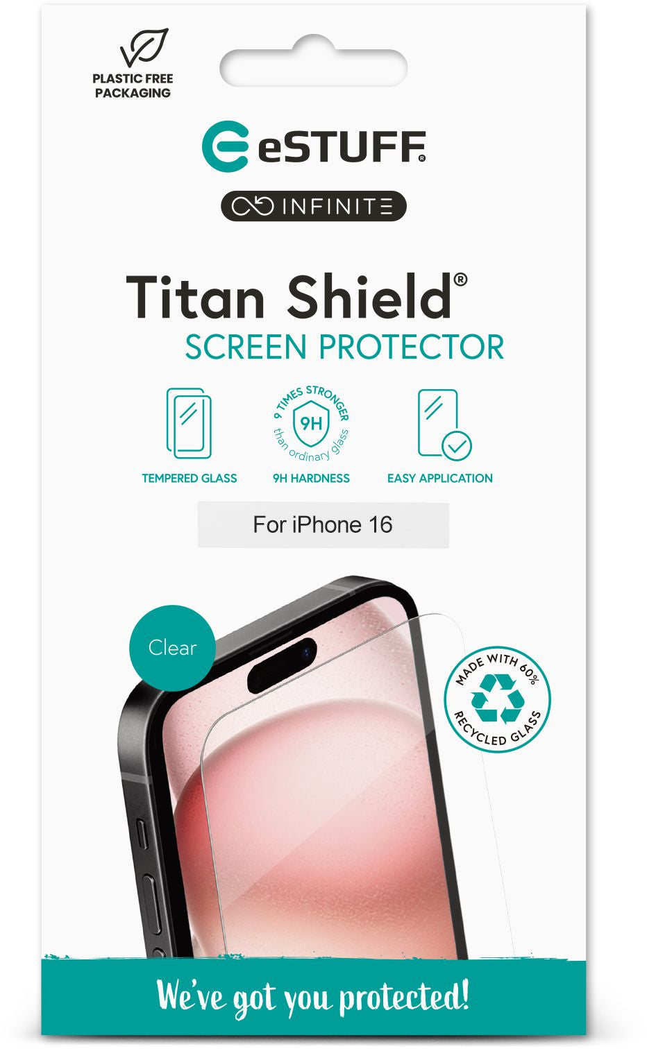 eSTUFF Displayschutz (Panzerglas), 9H – für iPhone 16