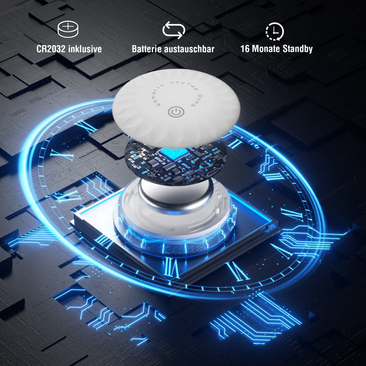 4smarts SkyTag Duos Kunststoff – für Android, iOS, weiss, 4er-Set