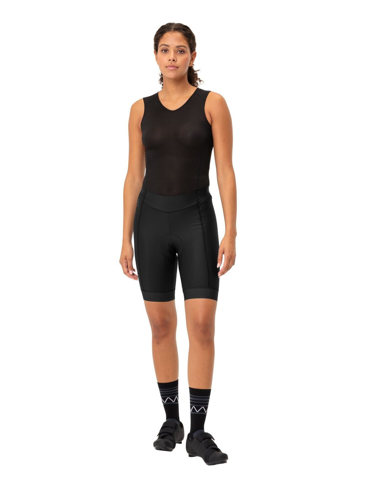 VAUDE Velohose Posta – Damen 36 – Schwarz, Polyamid (recycelt)/Elasthan, Slim Fit, Kurz