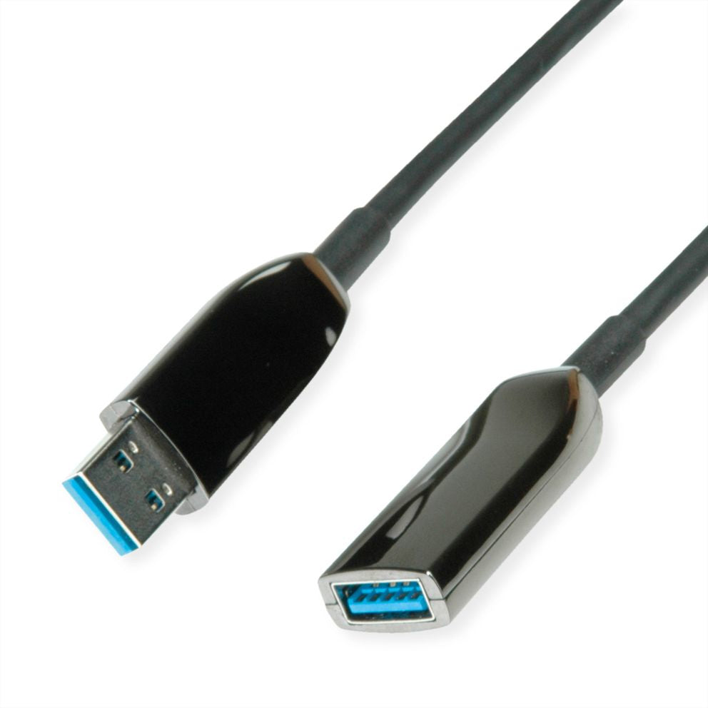 ROLINE USB-A Verlängerungskabel (Stecker auf Buchse) – USB 3.2 Gen 1 (5 Gbit/s) – 10 m – Aktiv – Schwarz