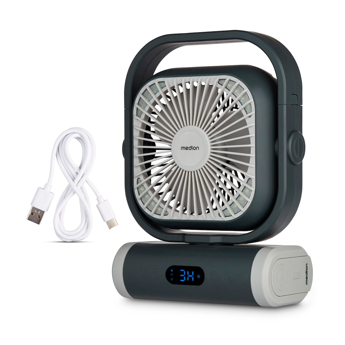 MEDION USB-Tischventilator MD 12065 – 15 cm, 5 Stufen, 20 W, 48 dB(A), Grau