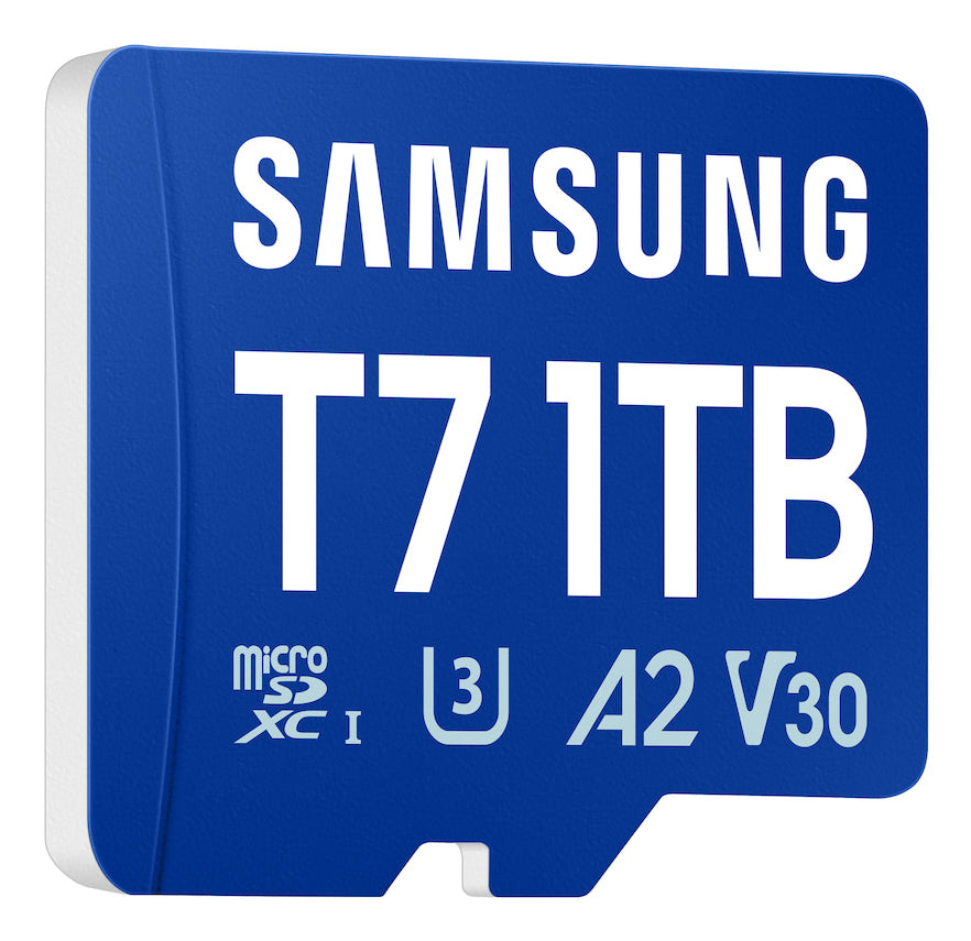 Samsung T7 microSDXC 1 TB – UHS-I, U3, V30, A2, 170 MB/s Lesen, Blau
