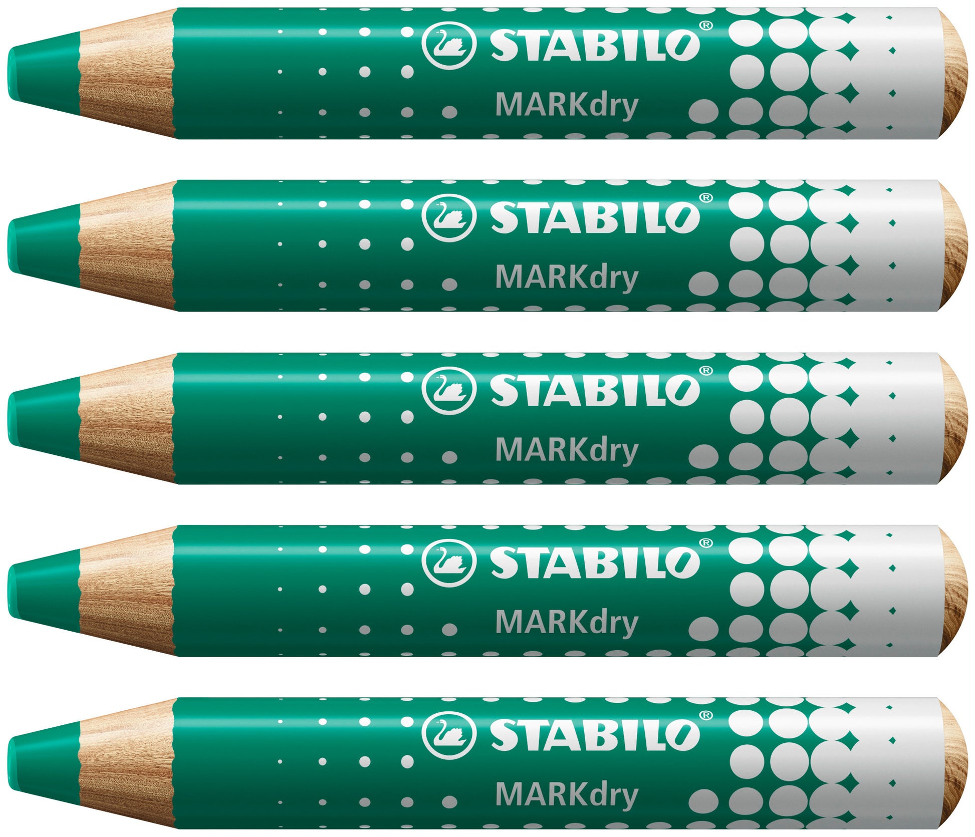 STABILO Whiteboard-Marker – 10 mm, grün, 5 Stk., trocken abwischbar – für Whiteboards und Flipcharts/Papier