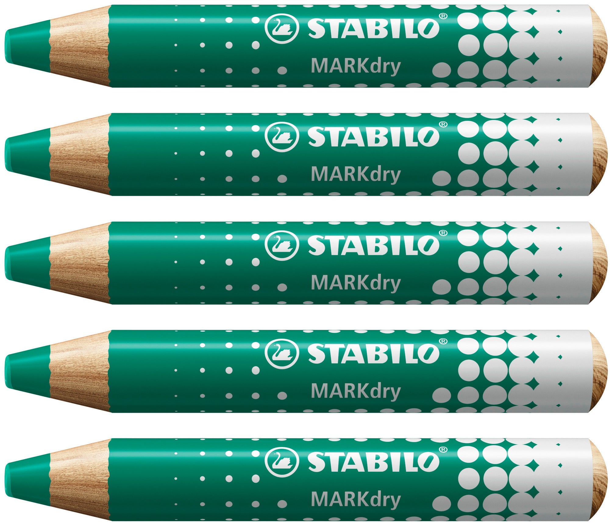 STABILO Whiteboard-Marker – 10 mm, grün, 5 Stk., trocken abwischbar – für Whiteboards und Flipcharts/Papier