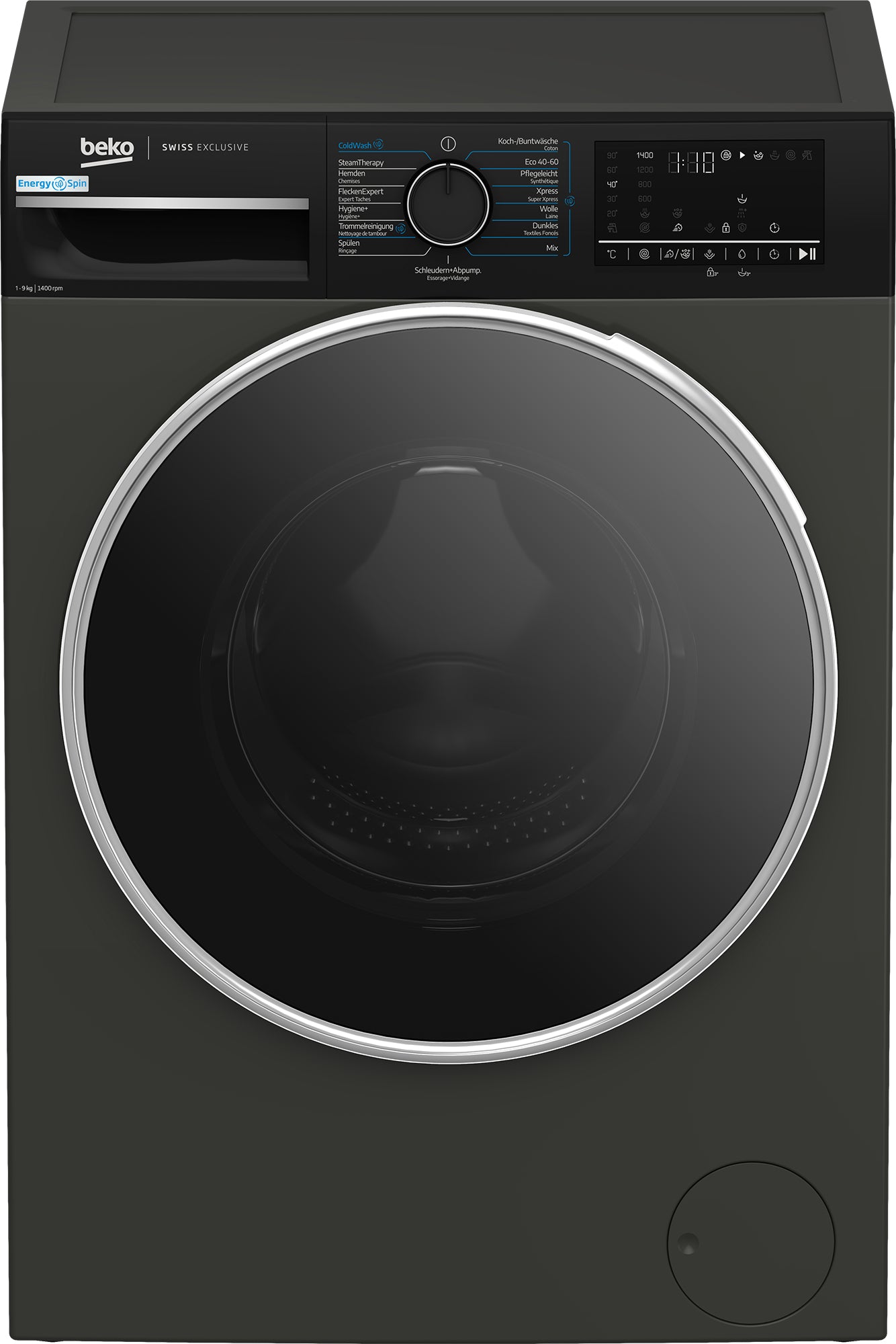 Beko Waschmaschine WM529 – 9 kg, Energieeffizienzklasse A, 1400 U/min, Invertermotor – Grau