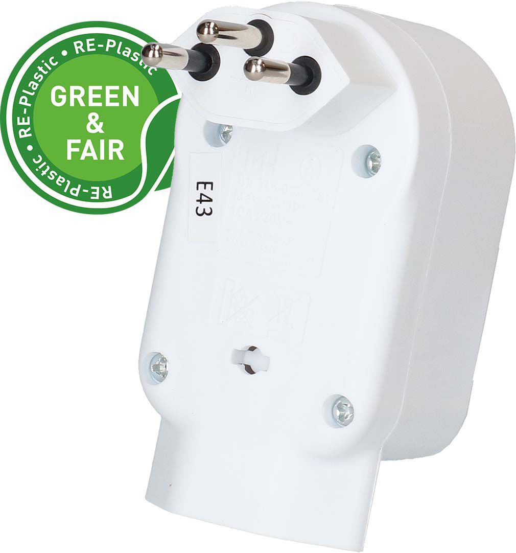 Max Hauri AG Basic Line Steckdosenleiste, 3×T13, ohne Schalter, 0,09 m Kabel, Eingang T12, IP20 – weiss