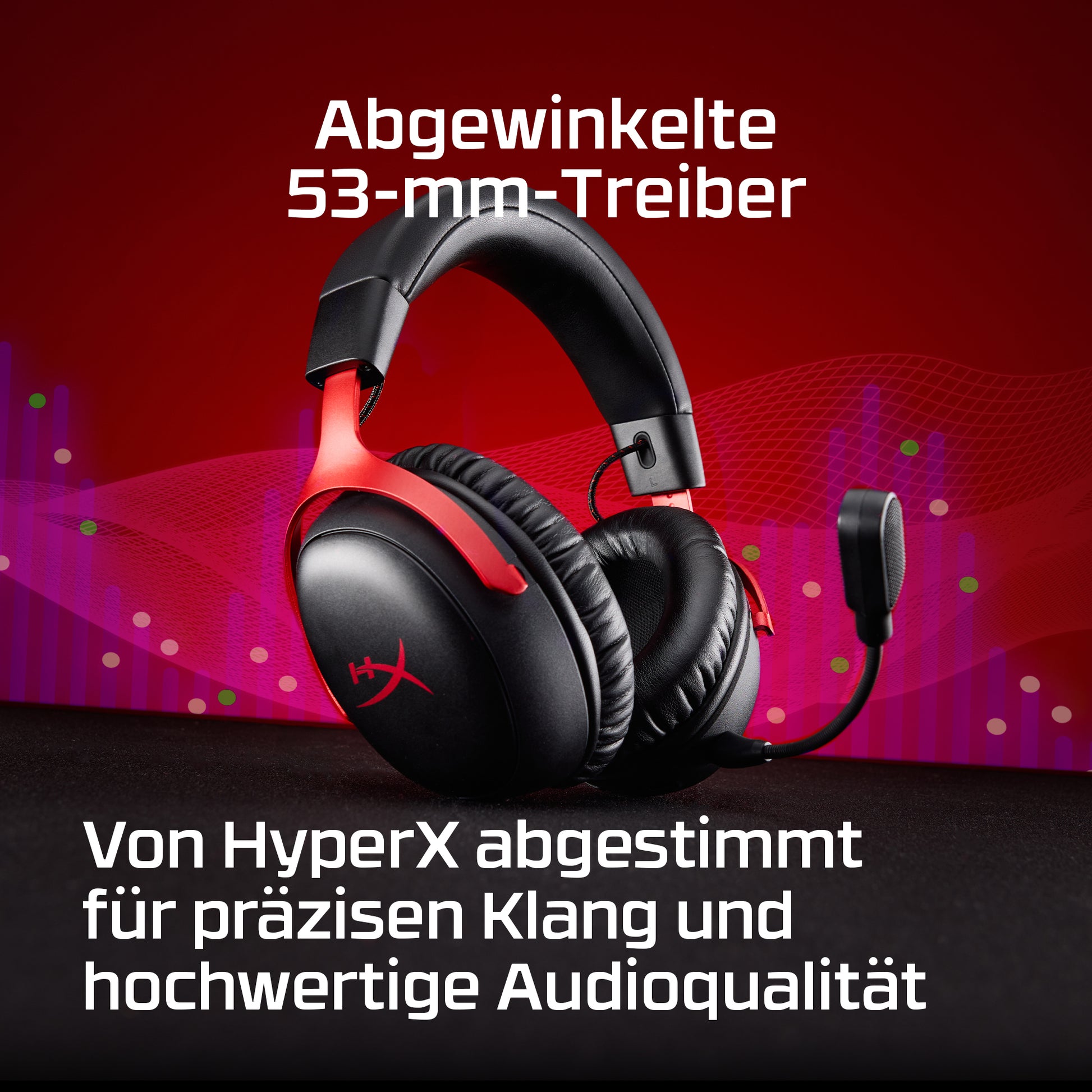 HyperX Cloud III S – Gaming-Headset (Over-Ear), Surround-Sound – Schwarz/Rot – für PS4