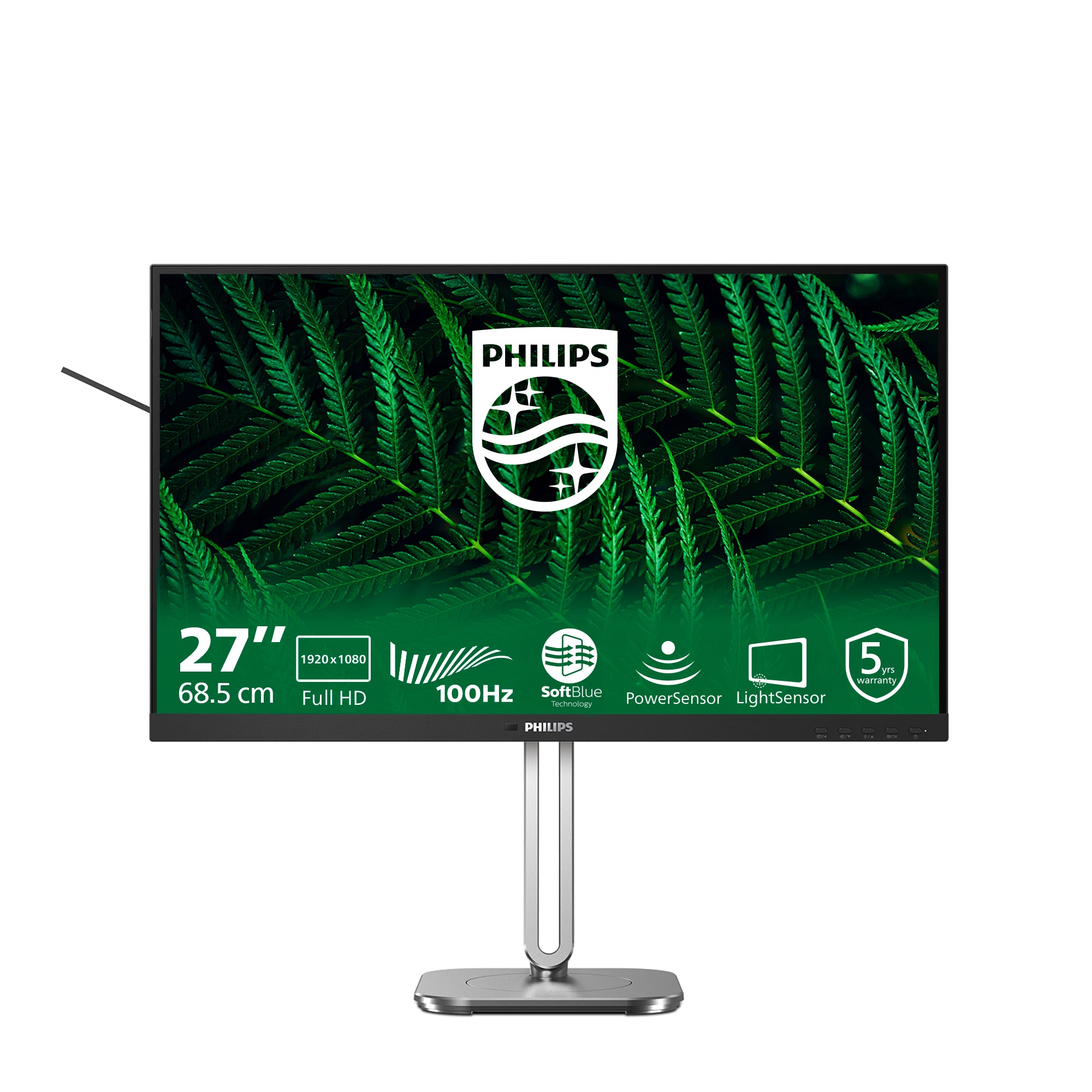 Philips 27B2G5200/00 – Monitor, 27", IPS, 75 Hz, 300 cd/m², Lautsprecher, Adaptive Sync, VESA 100 × 100, Grau