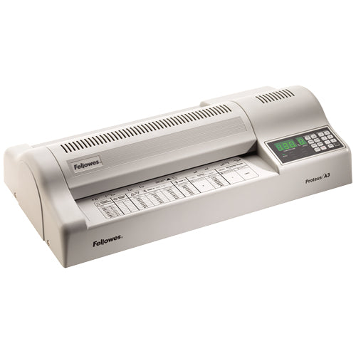 Fellowes Proteus Laminiergerät A3 – 6-Rollen, bis 500 µm, Aufheizzeit 3 Min., 9500 mm/min, lichtgrau