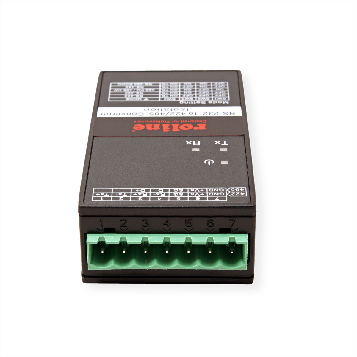 ROLINE RS422/485 zu RS232 Konverter – 115 Kbit/s, DB9 zu Klemmenblock, DIN-Hutschiene, isoliert 3000 VDC