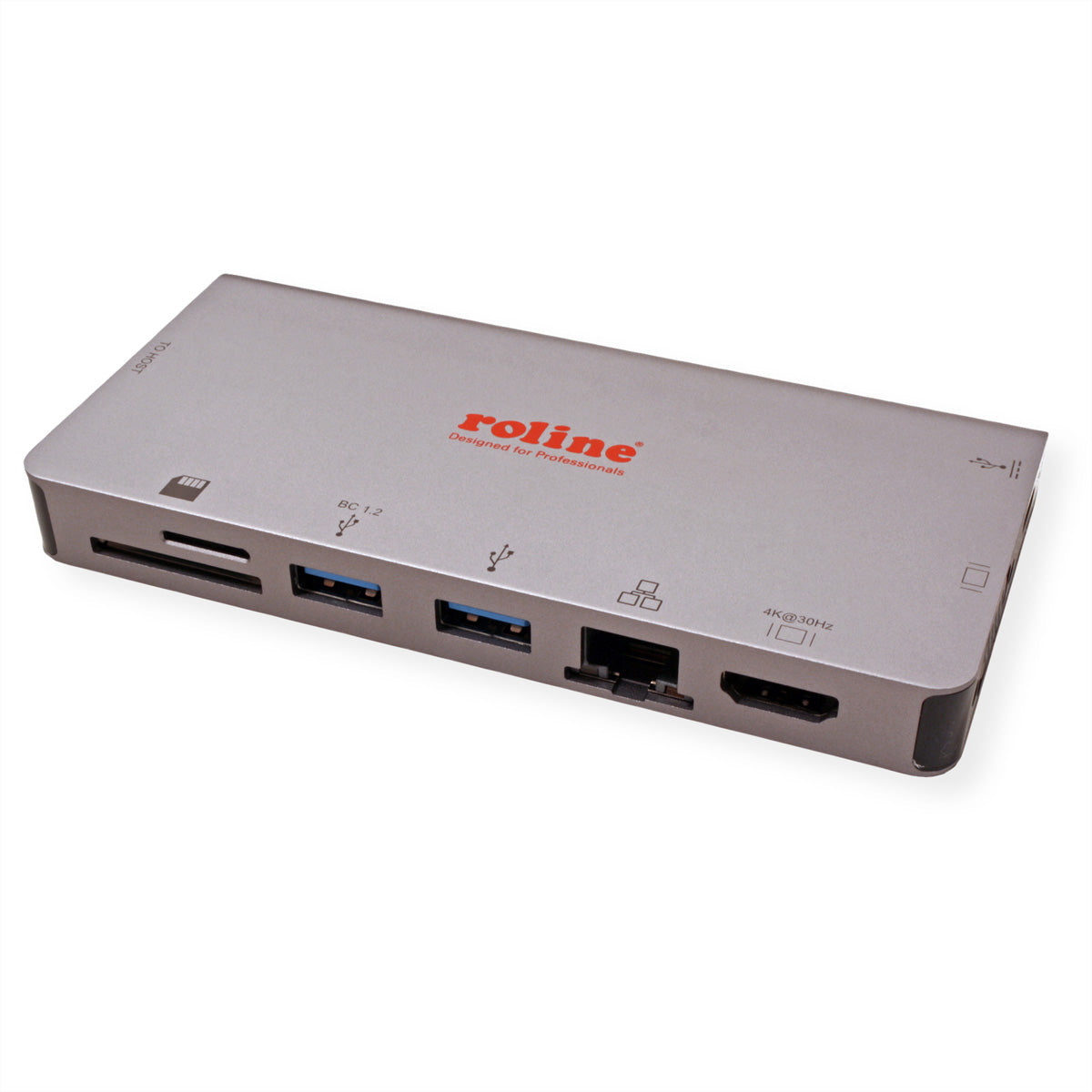 ROLINE Dockingstation – USB-C, 1× HDMI (4K), 1× VGA, 2× USB-A, 1× USB-C, GbE, SD/microSD, für MacBook/Notebook